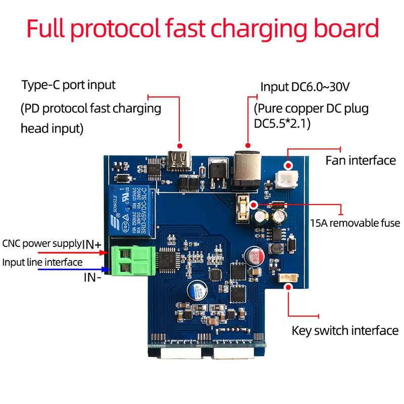 Fonte de Alimentação Habitação com Protocolo Completo Carga Rápida pd Liga Alumínio Escudo Personalizado Faça Você Mesmo Xys3580 Xys3606 dc Cnc Kit - Image 2