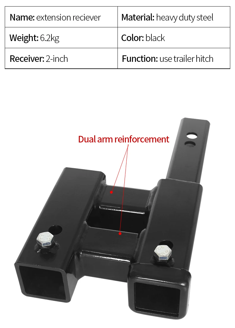 Doppelte 2-Zoll-Anhängerkupplung mit Verlängerungsempfänger für die Installation von Anhängernarmn – Detail 2