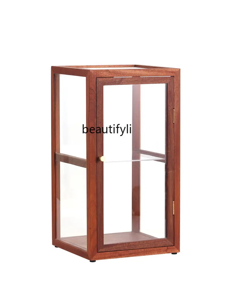 

zq Japanese-Style Solid Wood Glass Dustproof Storage Display Cabinet Decoration Display Cabinet Transparent Showcase