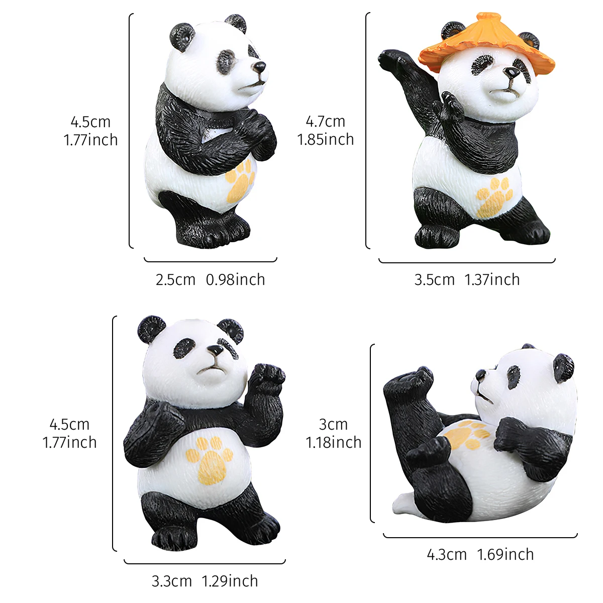 4 pieces, mini practice panda garden potted plant decoration, potted micro-landscape panda accessories