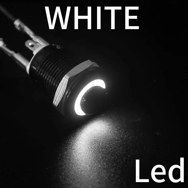 1NO High head Waterproof Metal Push Button Switch LED Light Self-locking/reset 3/6/12/24/220V 8/10/12/16mm Oxidized black image 10