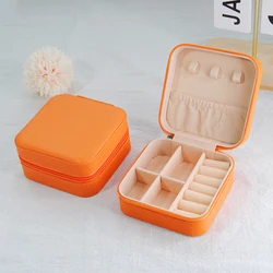 Personalized Purple Floral Jewelry Box - Faux Leather Storage (Orange)
