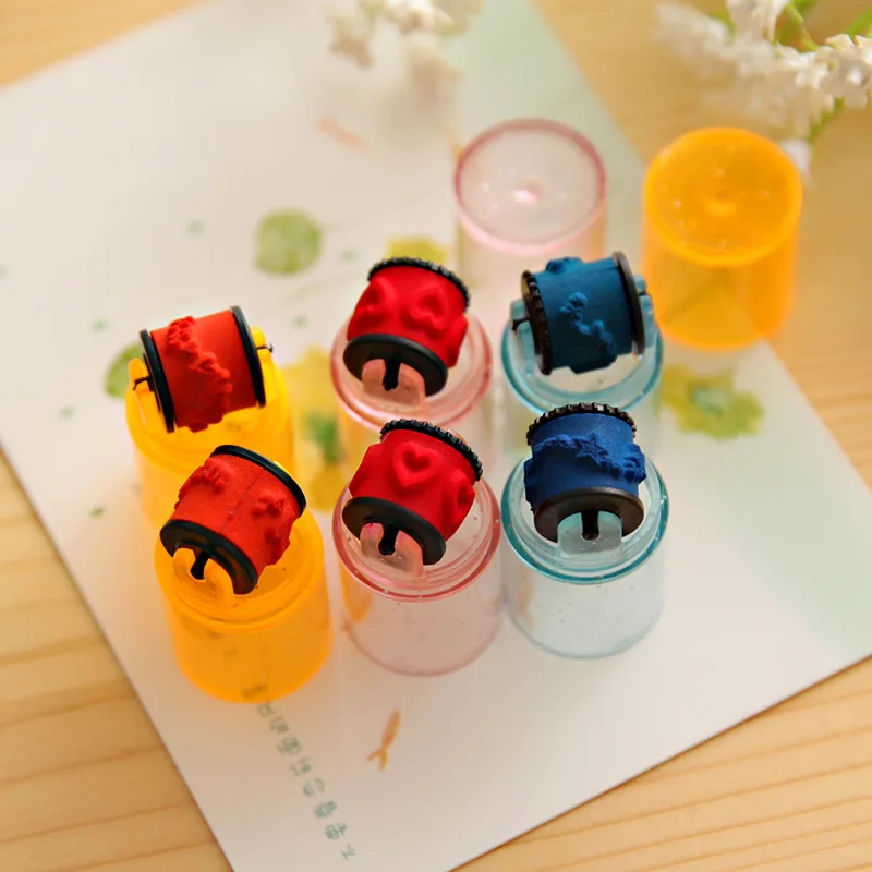 Kids Colorful Ink Pad Stamp Seal Preschool Funny Toy Learning Cartoon DIY Roller Drawing Diary Tool for Boy Girl Ink Pad Gift