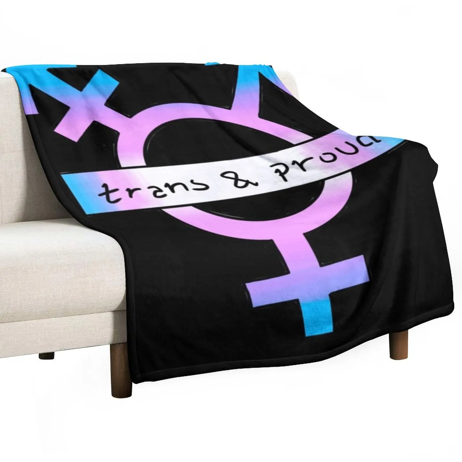 

Trans and Proud Transgender Symbol Throw Blanket Weighted Blanket Warm Blanket