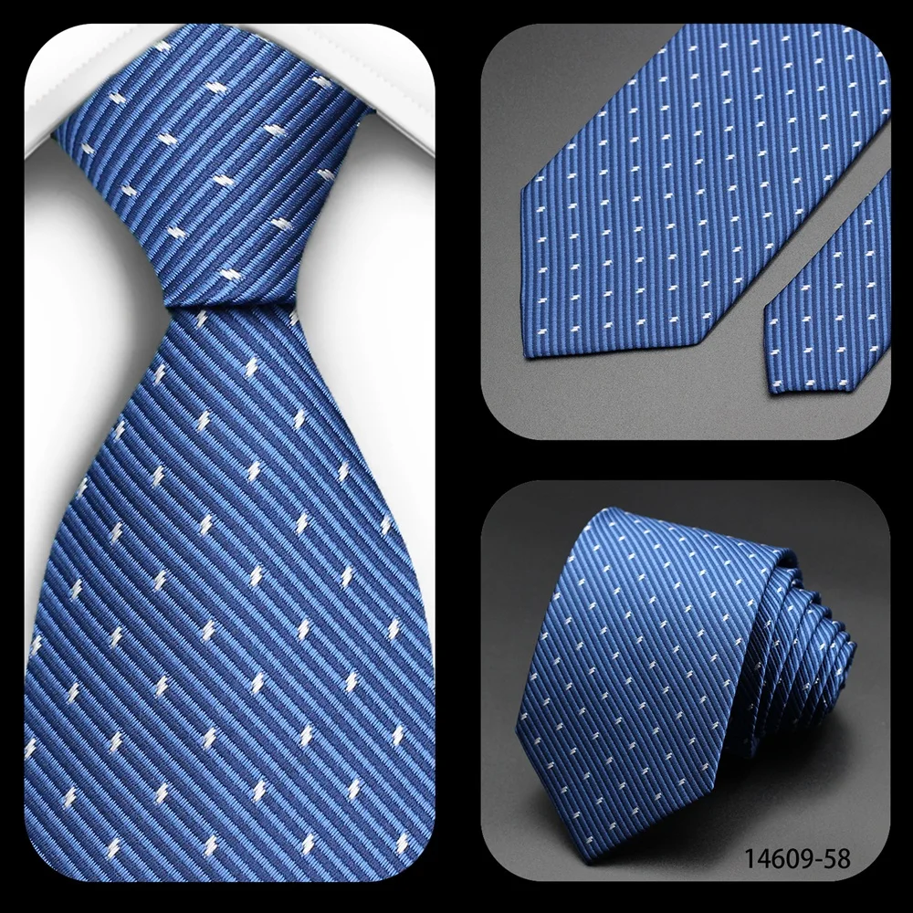 Herren-Krawatte Klassisch Gestreift Gepunktet 7cm Jacquard Luxus-Krawatte Königsblau Accessoires Täglicher Gebrauch Krawatte Hochzeit Party Geschenk – Detail 8