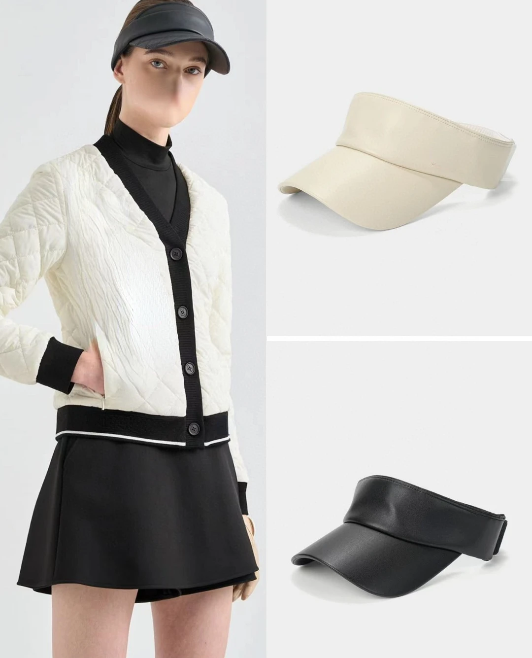 

Women's Top PU Leather Empty Top Hat with Adjustable Webbing Breathable Outdoor Sun Hat