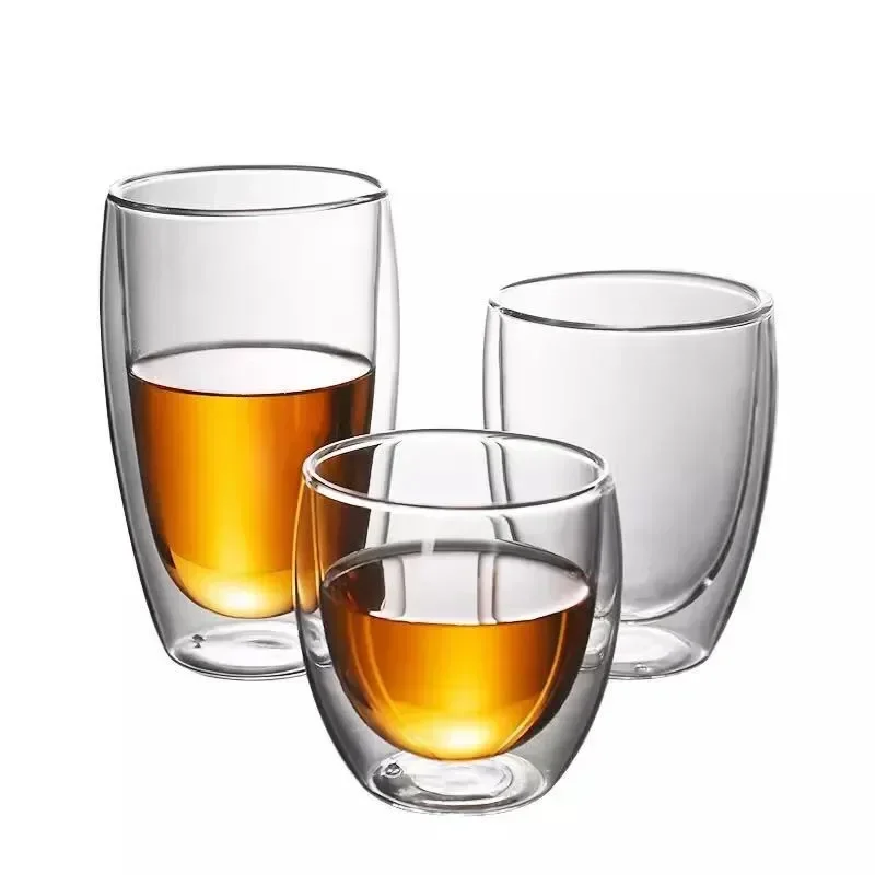 Ehugos Set 2 Tazze In Vetro A Doppia Parete: 350 Ml Per Caffè, Tè E Dessert
