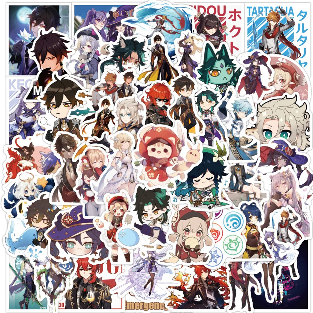 50/100 Stück süßes Spiel Genshin Impact Aufkleber Cartoon Aufkleber DIY Laptop Handytasche Auto wasserdicht cool Anime Kinder Aufkleber Spielzeug – Detail 10