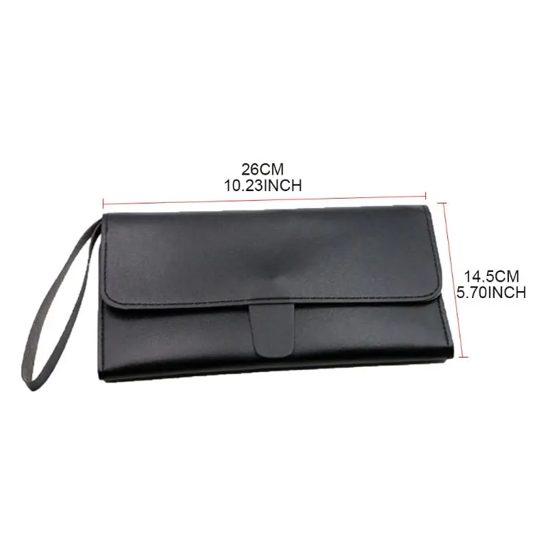 Foldable Hair Scissor Bag PU Leather Scissors Pack Barber Hairdressing Tool Pouc