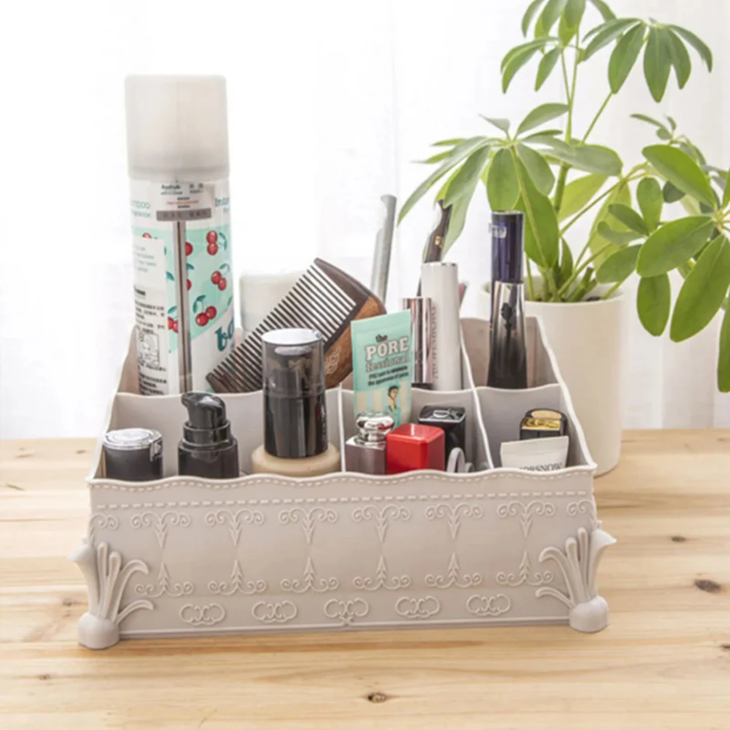 European-Style Cosmetic Storage Box Makeup Organizer Plastic Containers Home Office Storage Multi-Purpose Desktop Accessories