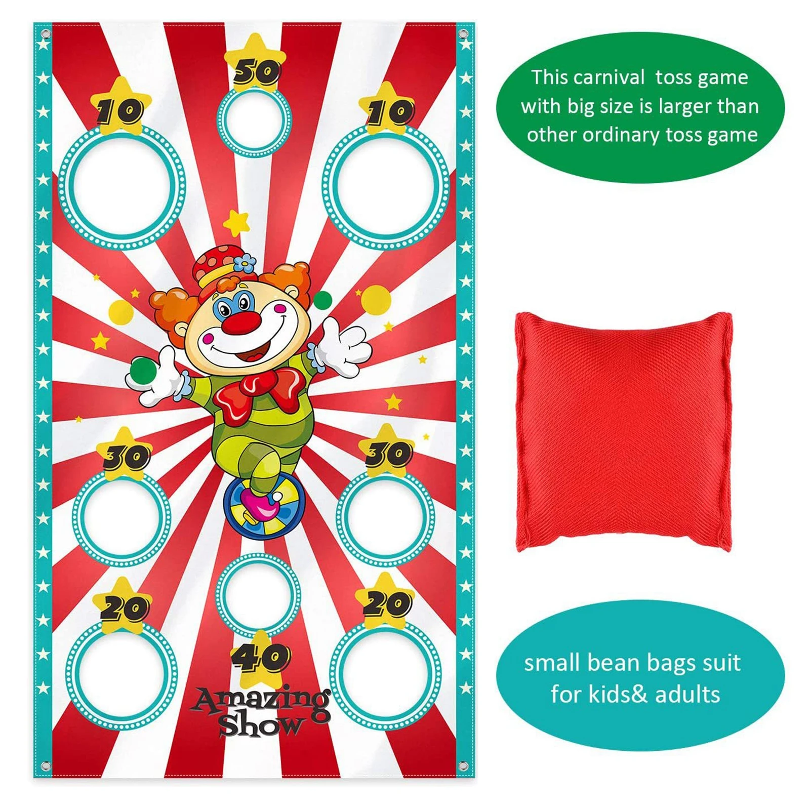 Sandbag Throwing Game Clown Flag Party Decor New Year 2024 Game for Home Parent-child Props Toss Games 4