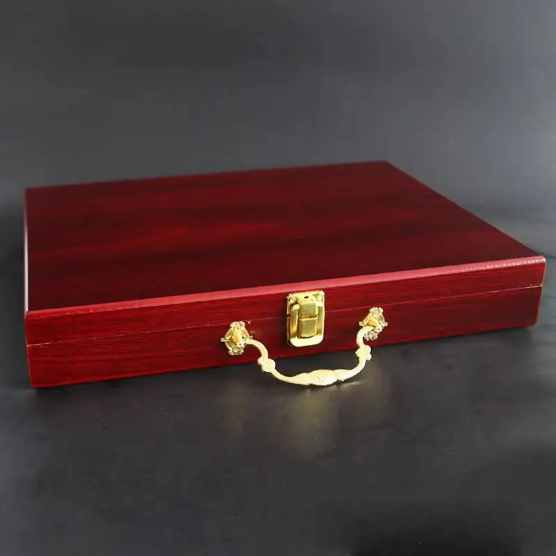 Paint Chip Box Portable Mahjong Wooden Box Flip Top Gambling Gift Briefcase