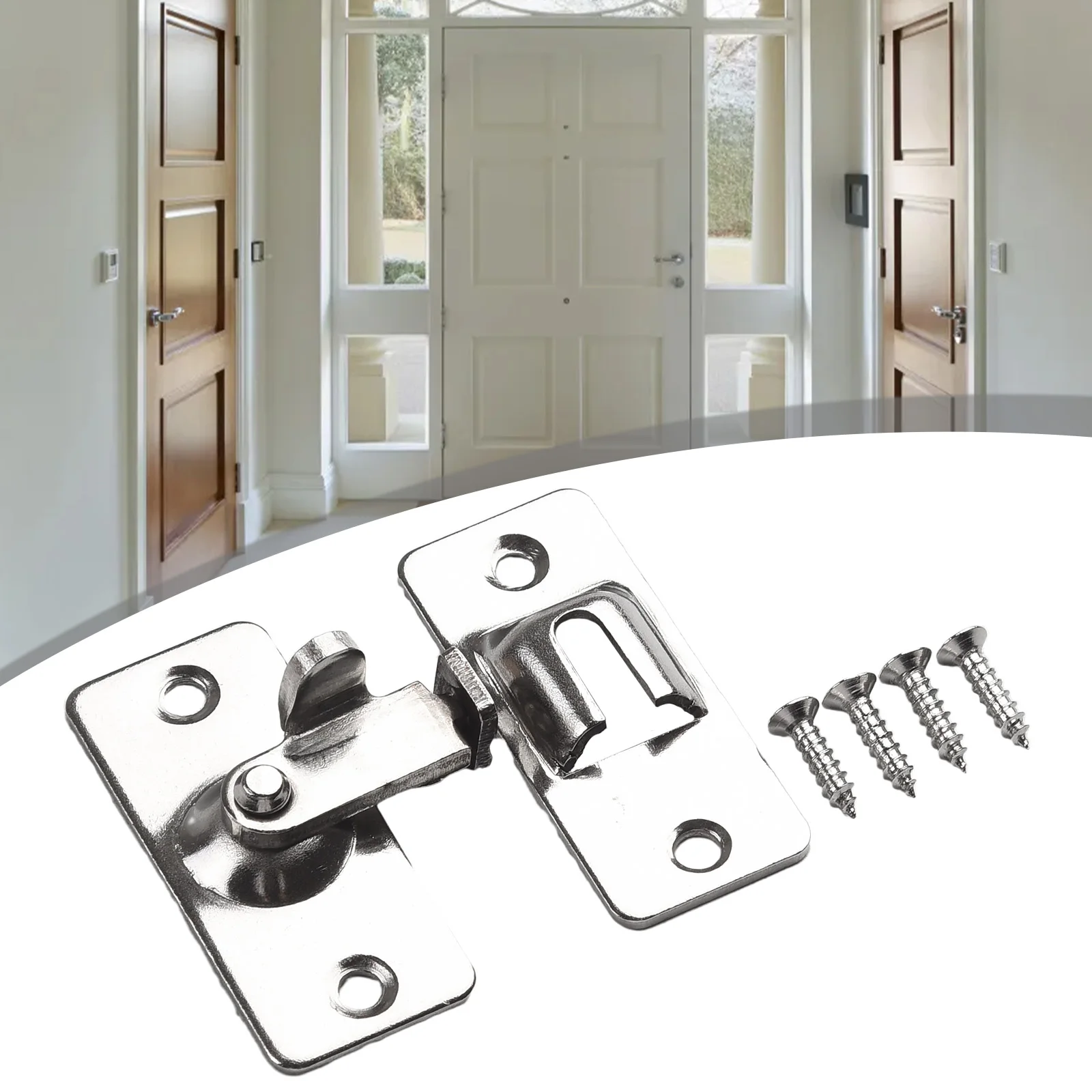 Description Picture 3 of itemDoor Lock 90-Degree Barn Door Latch Bolt Stainless Steel Hook Latch Window Cabinet Locks Right-Angle Sliding Gate Lock Hardware