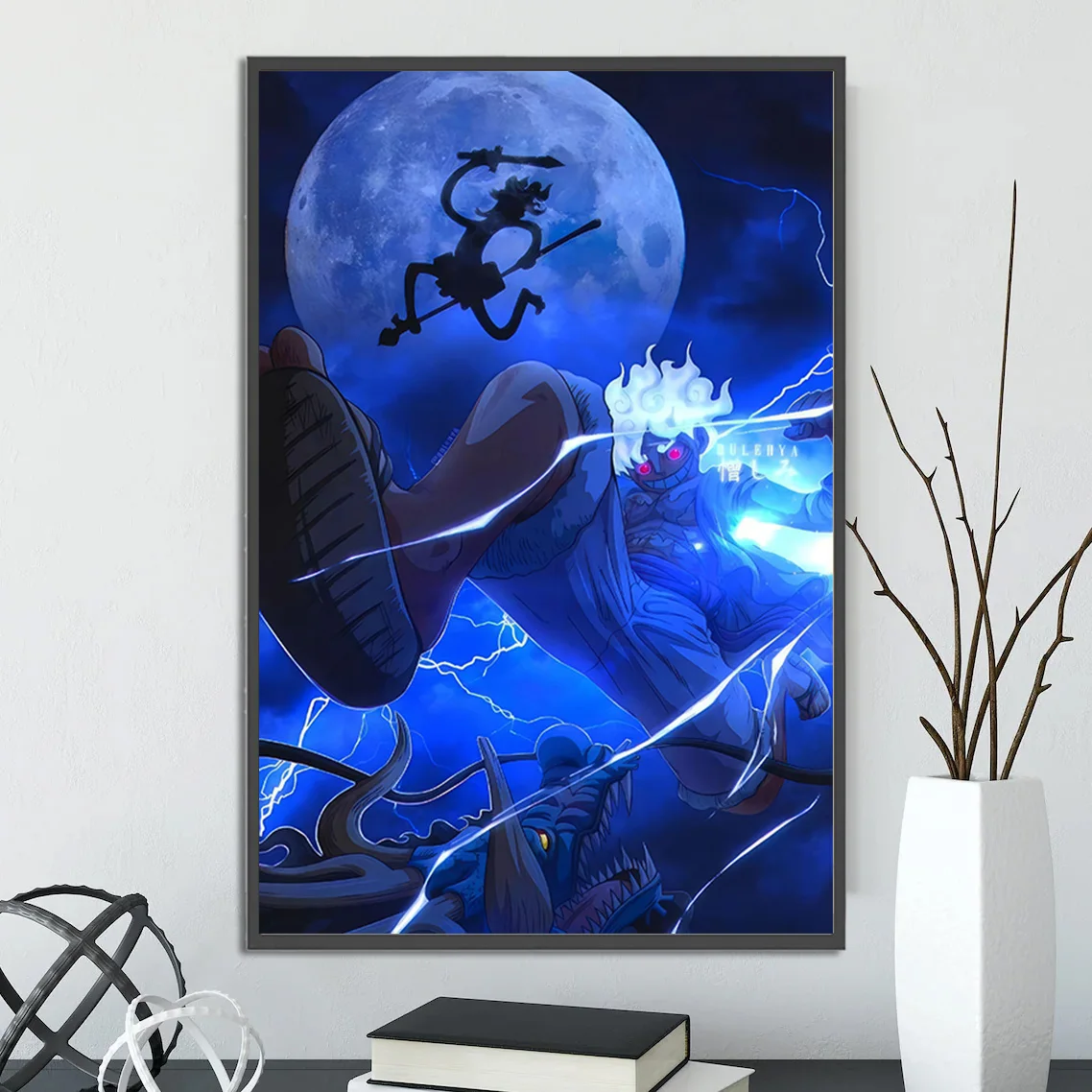 thumbnail image 1 of Póster autoadhesivo de One Piece Luffy Gear 5, papel tapiz de dibujos animados, decoración del hogar, pintura de Zoro, arte de pared de anime, sangre caliente clásica, 1 of 5