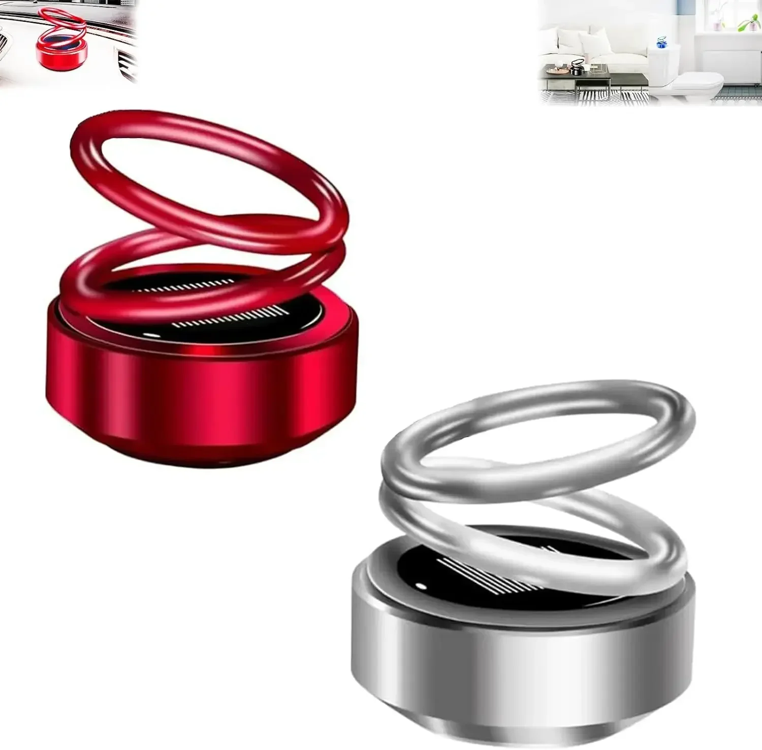 Portable Kinetic Mini Heater Car Air Freshener Solar Powered Double Ring  Rotating Air Cleaner Perfume Fragrance Diffuser - AliExpress
