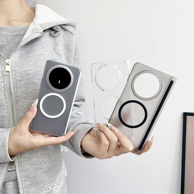 Clear Magnetic Cover with Transparent Back and Hinge Protection