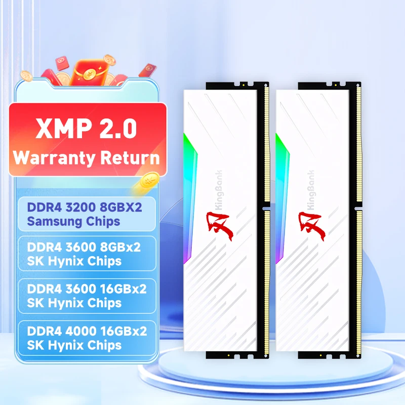 KingBank memoria ram RGB RAM ddr4 8GBx2 16GBx2 3200MHz 3600MHz