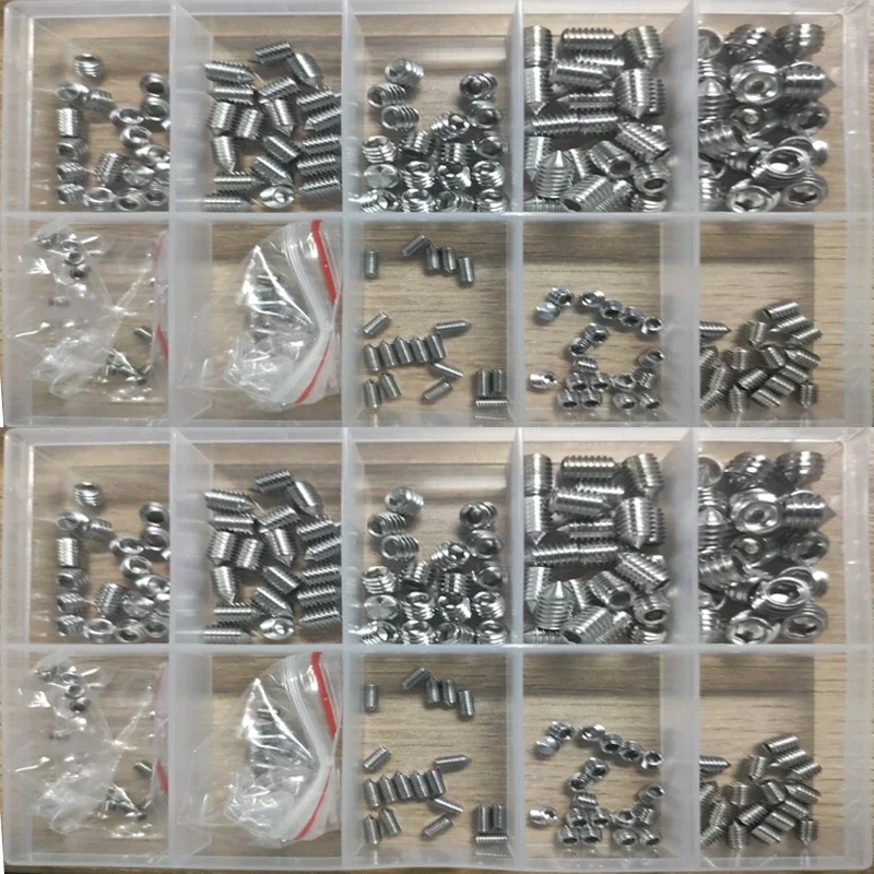 Grub Screw Variedade Cone Point Parafusos de Sextavado m3 m4 m5 m6 m8 240 Pcs Aço Inoxidável
