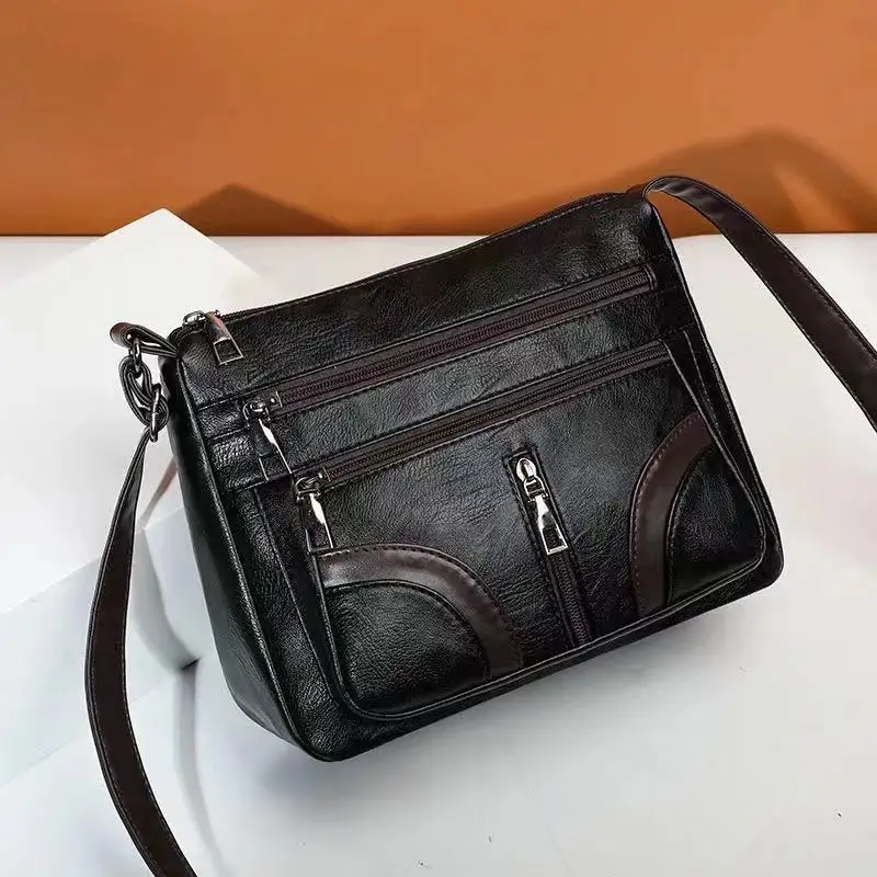Women Simple PU Leather Single Crossbody Bags Large Capacity Tote Bags Female Multi Pocket Shoulder Handbag Travel bolso mujer