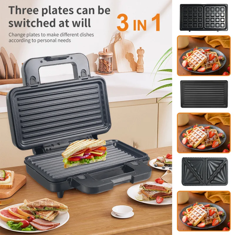 1000W Electric Contact Grill Digital Griddle and Panini Press, Optional Waffle Maker Plates, Opens 180 Degree Barbecue 2