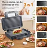 1000W Electric Contact Grill Digital Griddle and Panini Press, Optional Waffle Maker Plates, Opens 180 Degree Barbecue 2