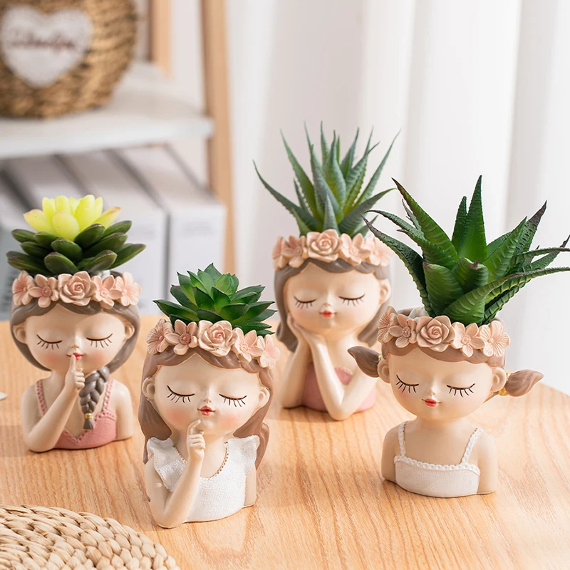 

Nordic Flower Pots Cute Girl Vase Planters Succulents Bonsai Cactus Decoration Planters for Plants Home Flowerpot Decorative