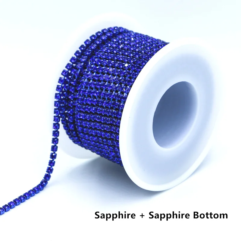 Glass Strass Rhinestone Cup Chain Sew-On Diamond Glue-On Close Chains Glitter Trimming Crystal Cup Chain sew on Garment 10 yard rhinestone chain sew on rhinestones