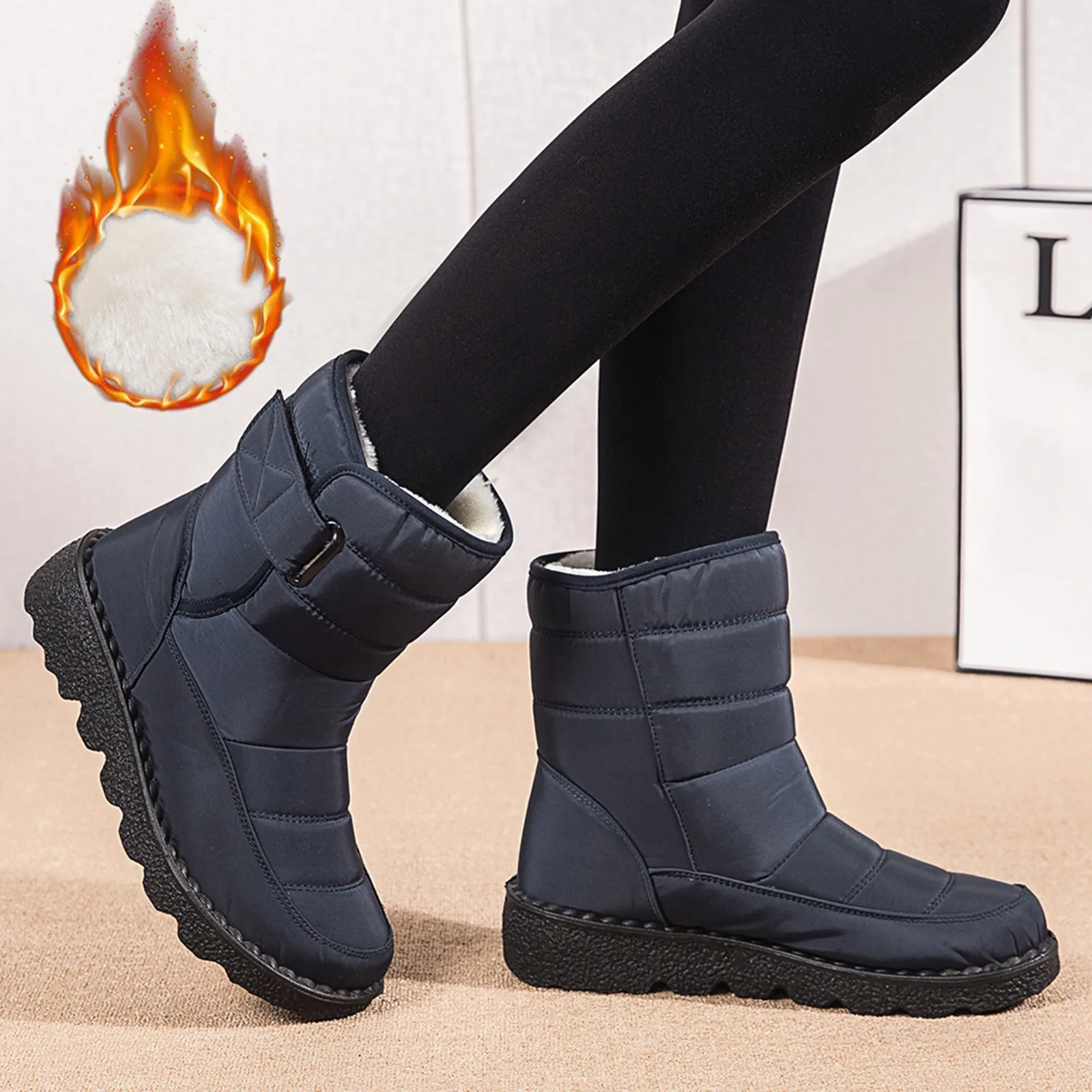 Boots Women Non Slip Waterproof Winter Snow Boots Platform Shoes for Women Warm Ankle Boots Cotton Padded Shoes Botas De Mujer