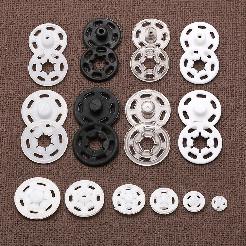 50set 7-21mm Black/White/Clear Plastic Round Snap Buttons Baby Doll Clothes Fasteners DIY Sewing Crafts Scrapbooking Accessories 6