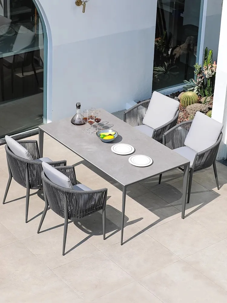 

Outdoor table and chair courtyard waterproof and sun-proof garden villa outdoor balcony rattan chair outdoor leisure B&amp