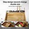 Golden Stainless Steel Sink Household Honeycomb Embossed Booster Pull Out Faucet Cup Washer Waterfall Large Single Kitchen Sink 3