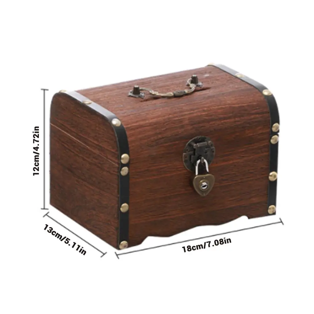 Cofre del tesoro vintage de madera hucha para monedas joyas_voghion.com