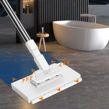 No-Hand Wash One-Button Detachable Automatic Wipes Reusable Facecloth Mop Clip New Pressed Fabric Mop 1