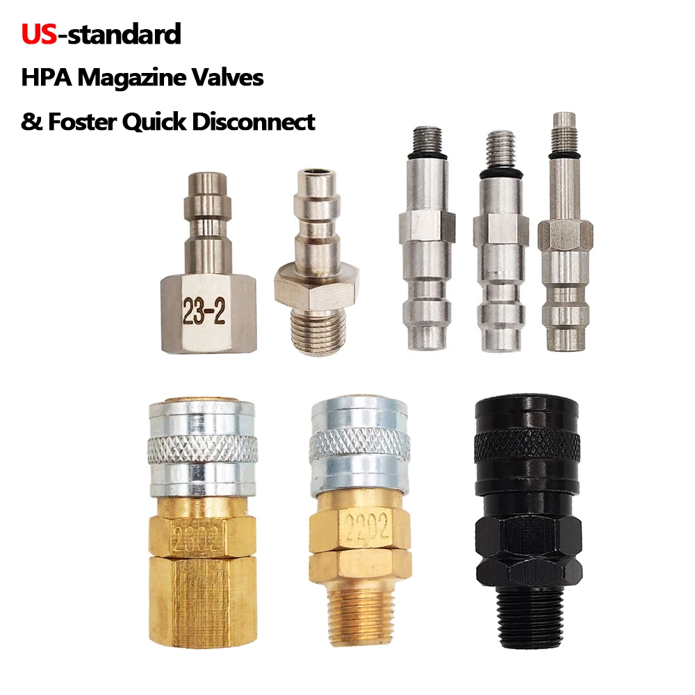 HPA Foster US Quick Disconnect Air Release,Female Coupler Male Plug Marui KJW/WE KSC/KWA For Magazine Taps Valve Adapters super high quality stainless steel airsoft hpa magazine adapter forster quick disconnect coupler for tm marui kjw we ksc kwa