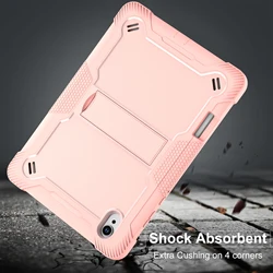 Rugged 3 - in - 1 Anti - Drop Tablet Case with Kickstand and Foldable Bracket Cover - Tab A9 Plus 11in (Rose gold)