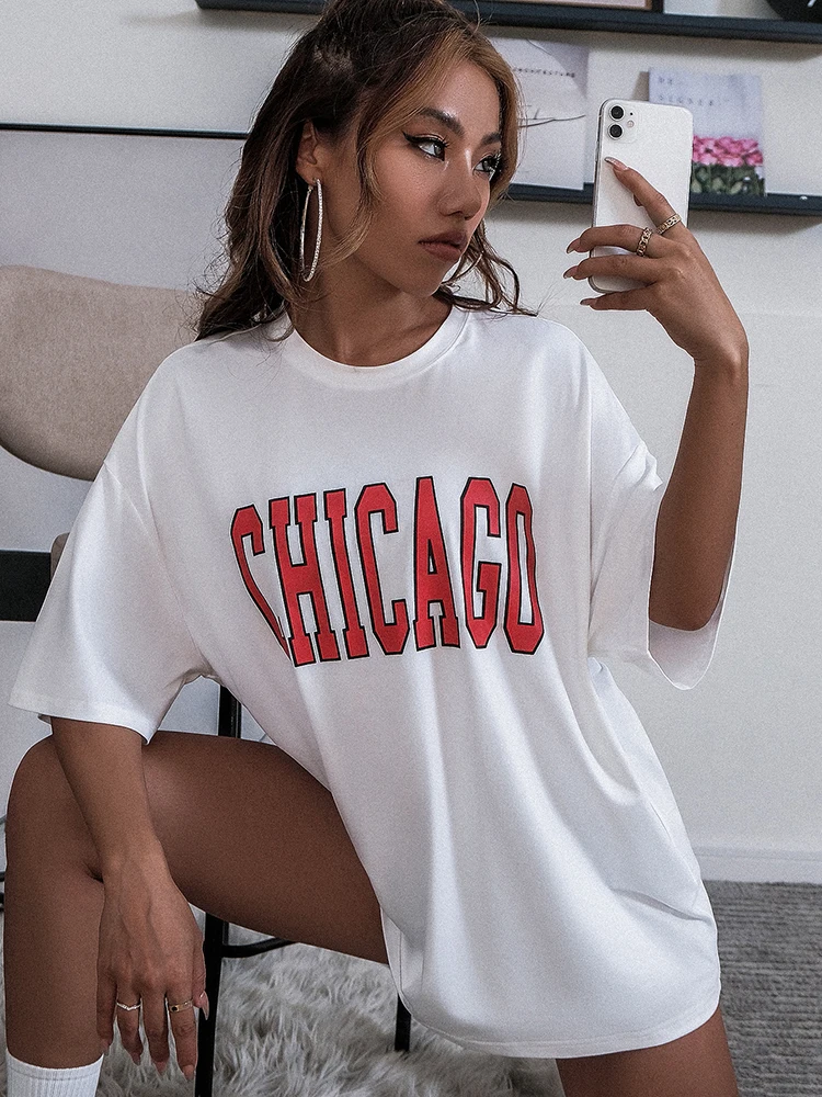 

Футболка женская хлопковая с коротким рукавом и круглым вырезом