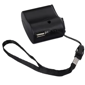 สีดําน้ําหนักเบามือหมุนฉุกเฉิน Power Bank อินเทอร์เฟซ USB แบบพกพากลางแจ้งเครื่องกําเนิดไฟฟ้า Camping Hiking Picnic 1