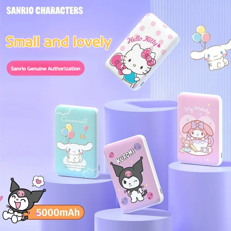 

5000Mah Kawaii Sanrio Cartoon Cute Cinnamoroll Kuromi Charging Treasure Portable Mobile Power Fast Charging Mobile Phone Gifts