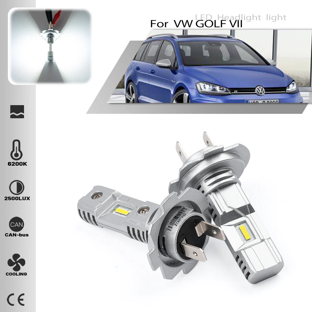 

Светодиодные лампы для фар Canbus, 2 шт., H7, ближний свет, 6500 К, белый свет, автомобильное освещение для VW GOLF VII Estate 2015, 2016, 2017, 2018-2020, plug & play