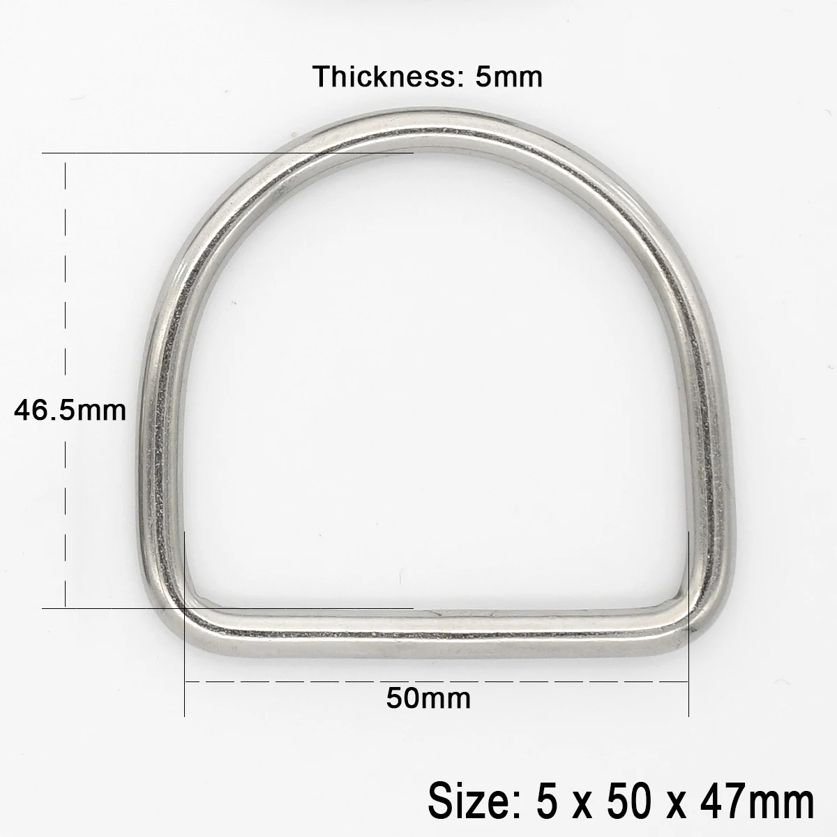 Stainless Steel Dee D Ring Buckle for Bags, Straps, and Leather Crafts