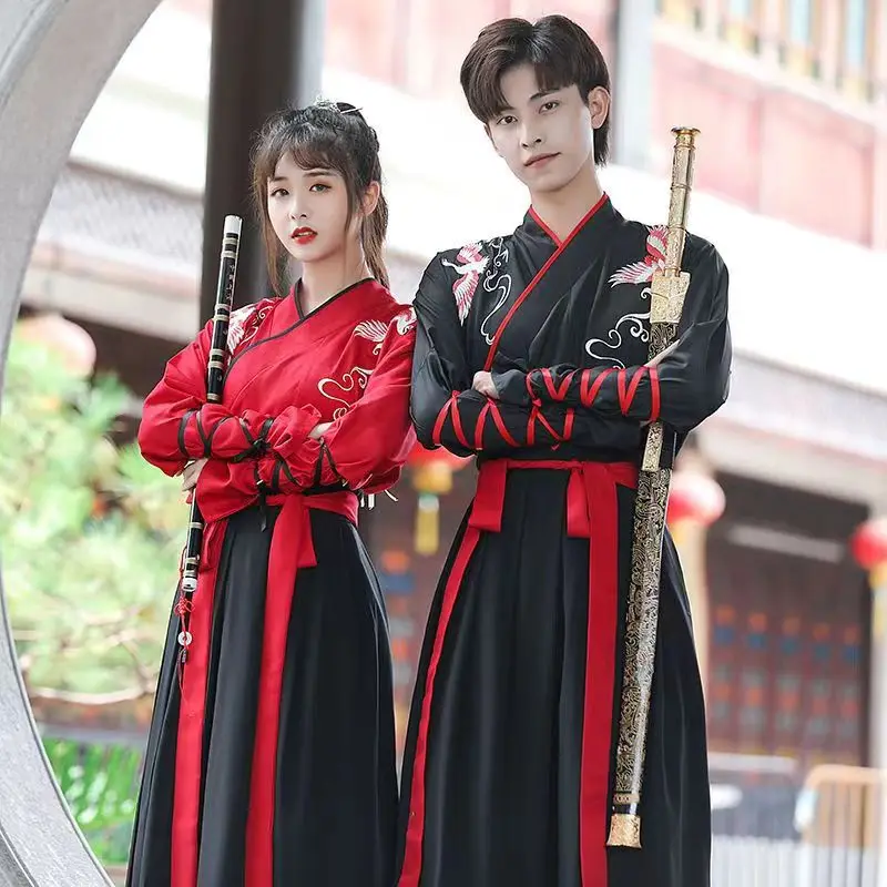 

Han Element Diagonal Collar Waist Length Skirt Daily Improvement Hanfu Chinese Style Class Uniform Ancient Costume Martial Arts