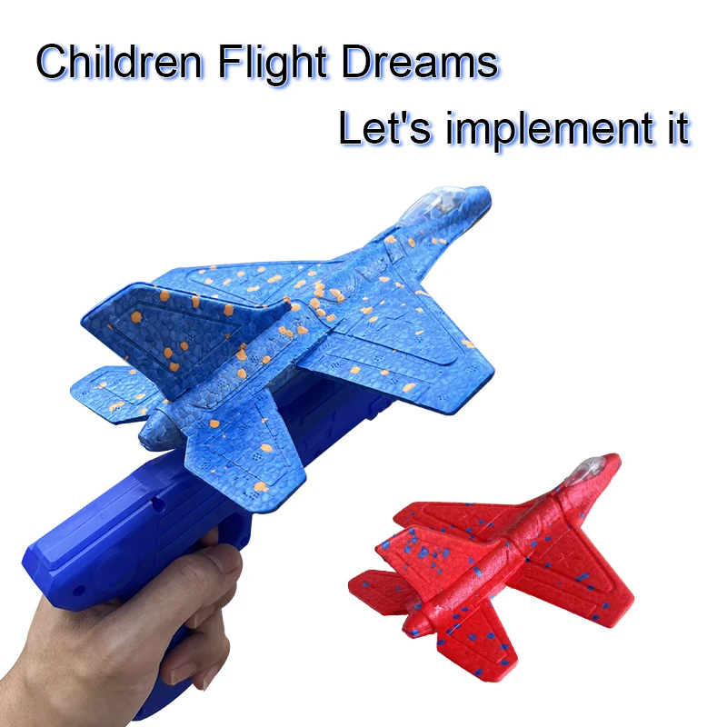AGAKY Avion Catapulte En Mousse Avec Lanceur - 2 Planeurs Polystyrène Pour Enfants, Jeux Plein Air Garçons Filles