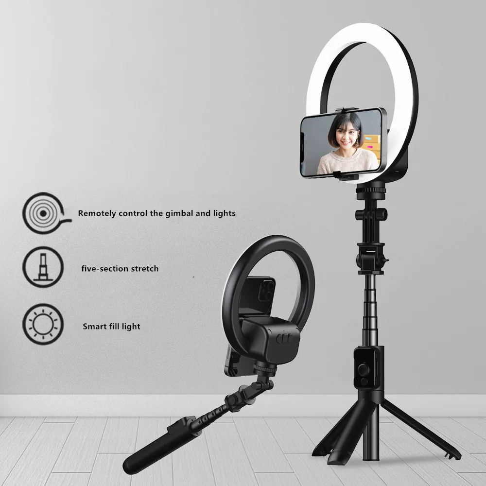 

360 градусов Беспроводная Bluetooth-совместимая селфи-палка Складная ручная фотовспышка со светодиодным кольцом