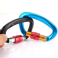 קרבינר לטיפוס סלעים 25kN עם סגירת D-Shape, מנעול בטיחותי עם מנעול ברג, שער אלומיניום עם קפיץ, ערכות טיפוס חיצוניות 2