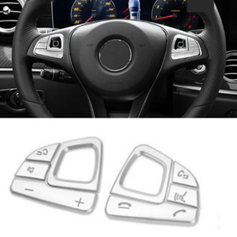 8Pcs Silver Car Steering Wheel Button Cover Trim for Mercedes E-Class W213 2016-2019 Car Interior Accessories Styling 5
