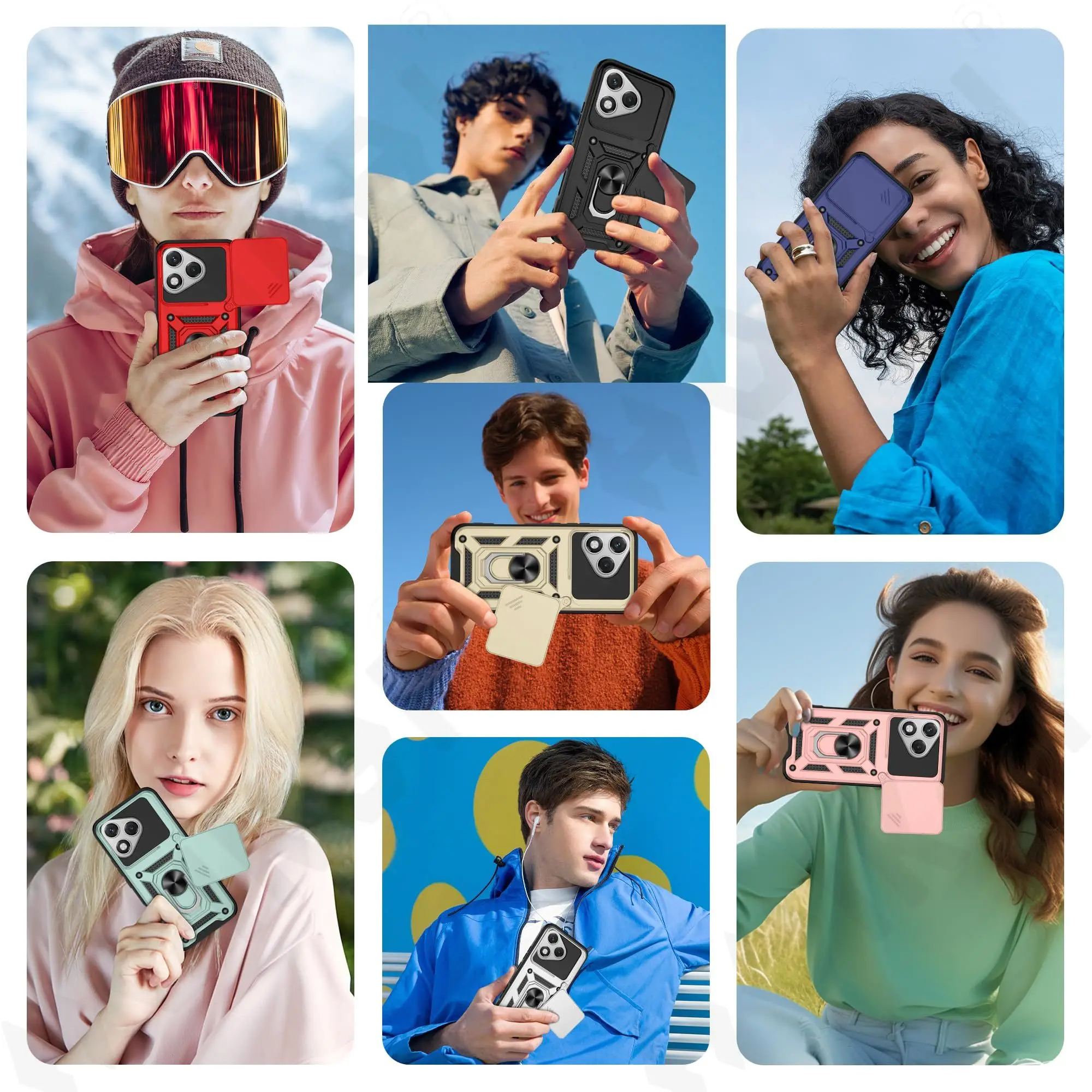 Armor Sliding Camera Cover 360° Protective Case with Support Ring