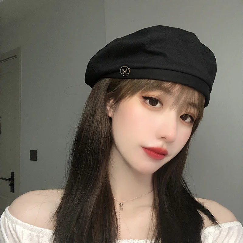 

Cotton Women Berets Winter Hats Vintage French Plaid Top Military Cap Painter Hat Autumn Street Girls Octagonal Beret Caps