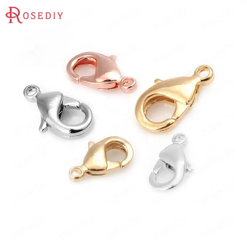 10MM 12MM 15MM 19MM 24K Gold Color Brass Lobster Clasps Connect Clasps High Quality Jewelry Making Supplies Findings Accessories