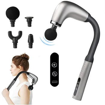 Fascia Gun with Extended Handle and Elbow for Self-assist Massage of the Upper and Lower Back Muscle Relaxation and Massage Done 1