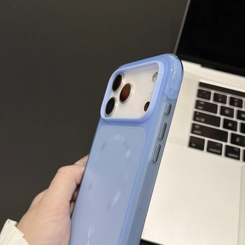 Magnetic Airbag Shockproof Phone Case with Wireless Charging - Matte Hard PC Armor Cover